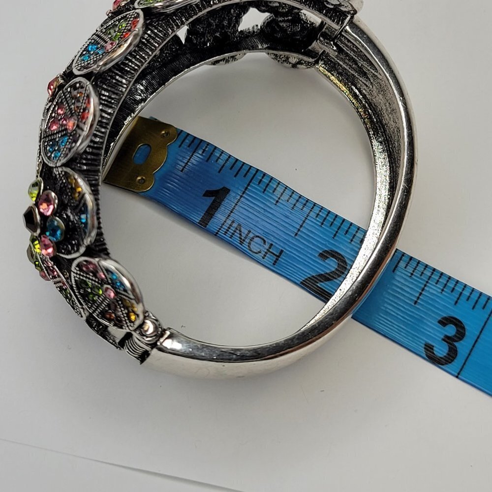 Crystals Multicolor Rhinestones Cuff Bracelet Bangle - Picture 9 of 13